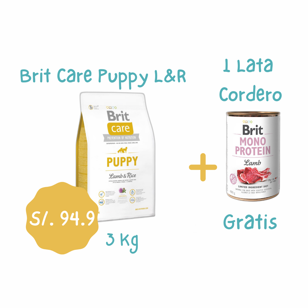 Brit Care Puppy Lamb & Rice 3 kg + Brit Monoprotein Lamb 400 kg