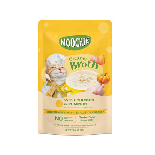Moochie Cat Creamy Broths Chicken & Pumpkin sopa 40 Gr