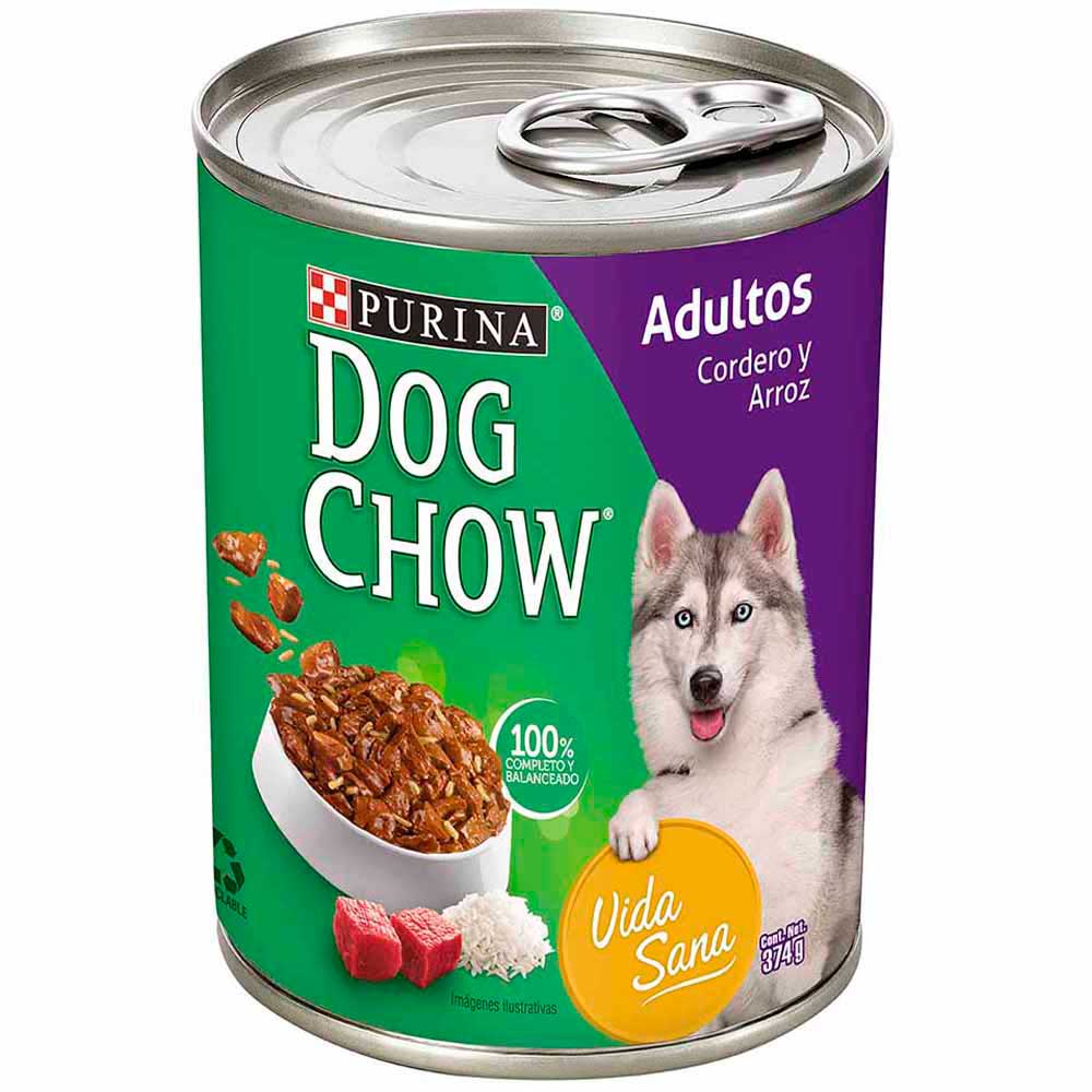 Dog Chow adultos cordero y arroz lata 374 gr