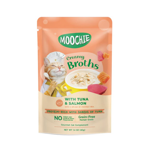 Moochie Cat Creamy Broths Tuna Salmon sopa 40 Gr