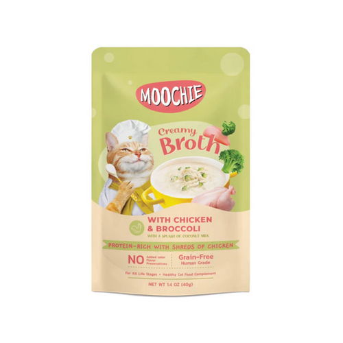 Moochie Cat Creamy Broths Chicken & Brocoli sopa 40 Gr